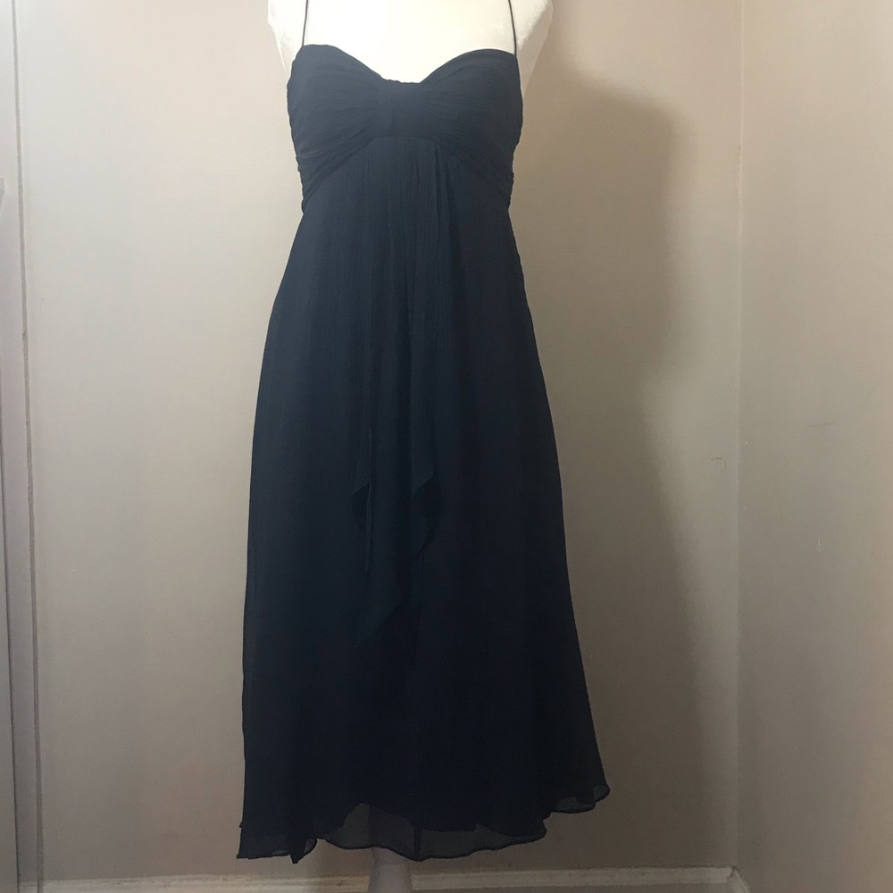 Tea Length Navy Crepe Dress